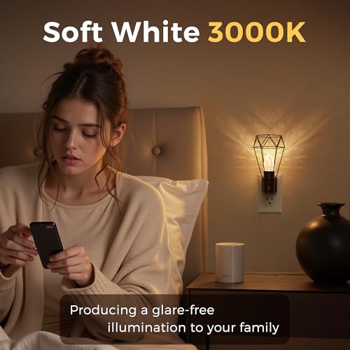 Image of L LOHAS LED Night Light, 2 Pack Night Lights Plug into Wall, 3000K Warm White, Farmhouse Plug in Light with Dusk to Dawn Sensor, for Bedroom, Bathroom, Kitchen, Hallway
