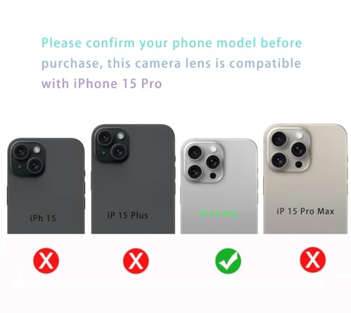 Image of 2 Packs Rear Camera Lens Glass Replacement for iPhone 15 Pro Camera Glass Lens Replacement with Repair Tools