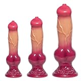 3 Piece Realistic Dog Knot Dildo Set (Small Medium Large) Silicone Thick Wolf Suction Cup Anal Training Set, Fantasy Canine Animal Big Anal Plug Penis, Prostate Massage, Female Male Sex Toy