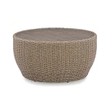 Signature Design by Ashley Danson Bohemian Outdoor Resin Wicker Round Coffee Table, Brown