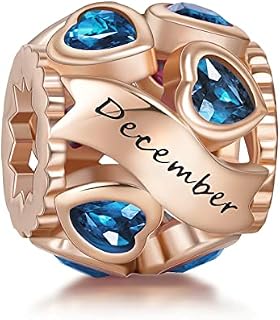 NINGAN 925 sterling silver hollow beading charm Silver and rose gold birthstone birthday gift for Women's bracelet