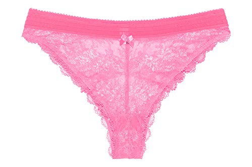 Savage x Fenty Womans Curvy Living in the Clouds Iridescent Lace Brazilian, ROSE VIOLET PINK, 2X
