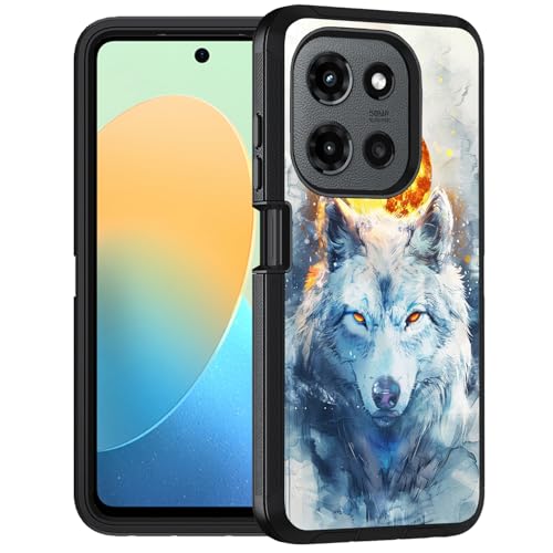 FQTBCEARI Case for Motorola Moto G 5G 2026 / Moto G Play 5G 2026, Military Grade Heavy Duty 3-Layer Shockproof Full-Body Protective Cover for Moto G 5G 2026, Watercolor Art Wolf