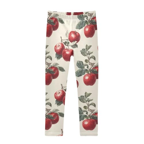 Girls Leggings Vintage Apples Fruit Soft Toddler Leggings for Girls Kids Pants Size 4T-10T