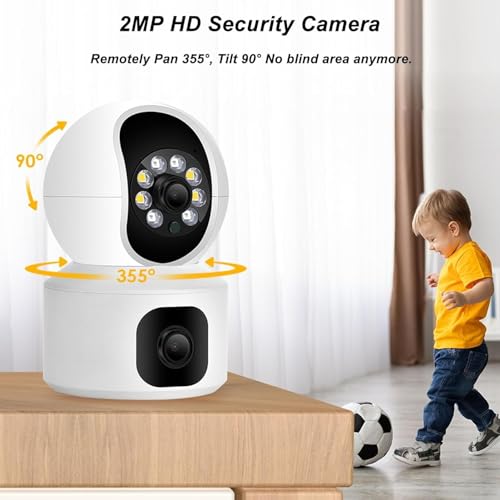 Image of smars 5+5MP Dual Lens WiFi PTZ Security Camera | 360 Pan Tilt IP Surveillance Cam | Color Night Vision | Human Detection | Auto Motion Tracking | Two-Way Audio