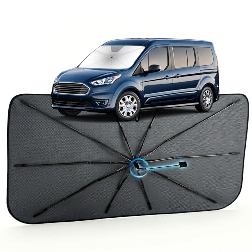 Image of Car Windshield Sun Shade for Ford Transit Connect 2010-2023 - Reflective Coated Fabric Sunshade Umbrella for Front Window, UV Protection Heat Shield Sun Blocker Heat Reflector, 1:1 Exact Fit