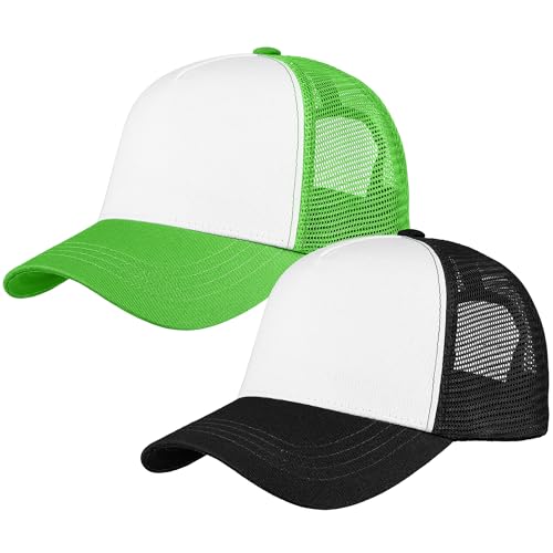 Image of Falari 5-Panel Mesh Baseball Cap, Trucker Hat, Structured Plain Design, Cotton, Adjustable Size