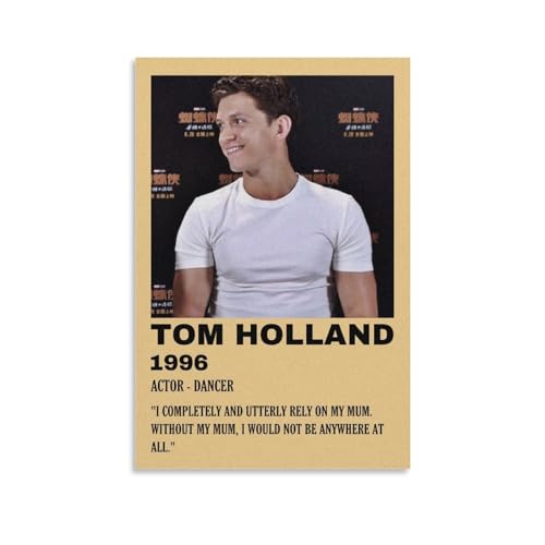 BBAUER Póster decorativo de Tom Holland en lienzo, póster de pared e imagen artística impresa moderna para dormitorio familiar, decoración de pósteres de 20 x 30 cm