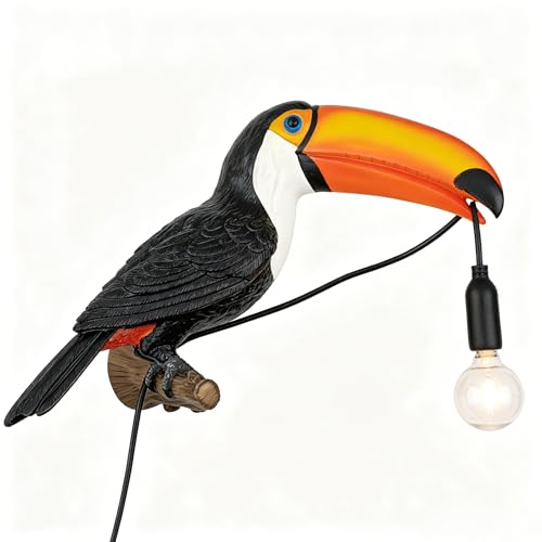 Image of NorDiem Left Toucan Plug-in Wall Sconce,Resin Bird E12 Bulb,Boho Decor