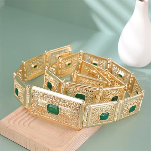 Luxury Bride Wedding Jewelry Inlay Big Gemstone Moroccan Caftan Belt For Women Dress Waist Chain2