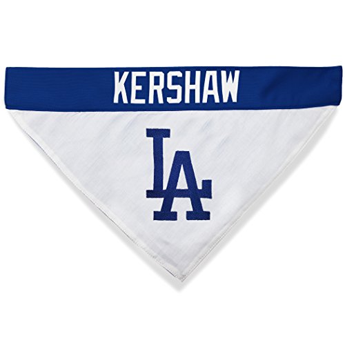 Image of MLBPA Reversible Dog Bandana - Clayton Kershaw #22 Pet Bandana - MLB Los Angeles Dodgers Home & Away Bandanna, Small /Medium