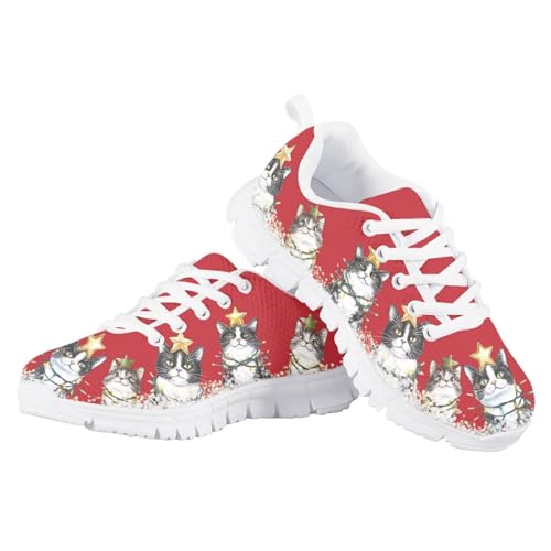 Forchrinse Christmas Sneakers for Girls Boys Lightweight Lace-Up Walking Shoes Casual Running Shoes with Non-Slip Sole3