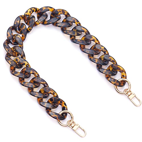 AUMEY Handbag Chain Straps Acrylic Purse Chain Strap Fashionable Replacement Purse Clutches Handles for Purse Handbags DIY Crafts, 19 inch of Each (MSL02- Leopard print)