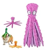 Whiskerspot, Octopus Dog Toy, No Stuffing Octopus Dog Toy for Aggressive Chewers - Durable Squeaky Plush with Long Tentacles, Durable Chew Toys for Small and Large Dogs (Purple)
