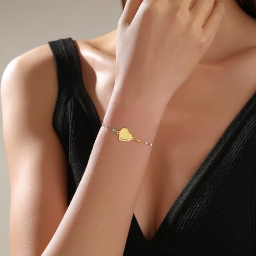 Image of DS Mother Daughter Bracelets Set,18K Gold Plated Stainless Steel Heart Jewelry for Women Girls,Mothers Day Gifts for Mom /Daughter,Adjustable Matching Bracelets for Mommy and Me gift box packaging