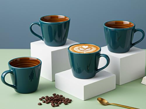 Image of Bodhi House Handcrafted Ceramic Tea Cup Set of 4 Pieces (175 Ml), Stoneware Coffee Mug, Microwave Safe Small Tea Cup, Glossy Finish, Ideal for Daily use, Casual Gatherings and Gifting, Cyan