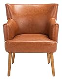 SAFAVIEH Home Collection Delfino Cognac Faux Leather/Natural Accent Chair
