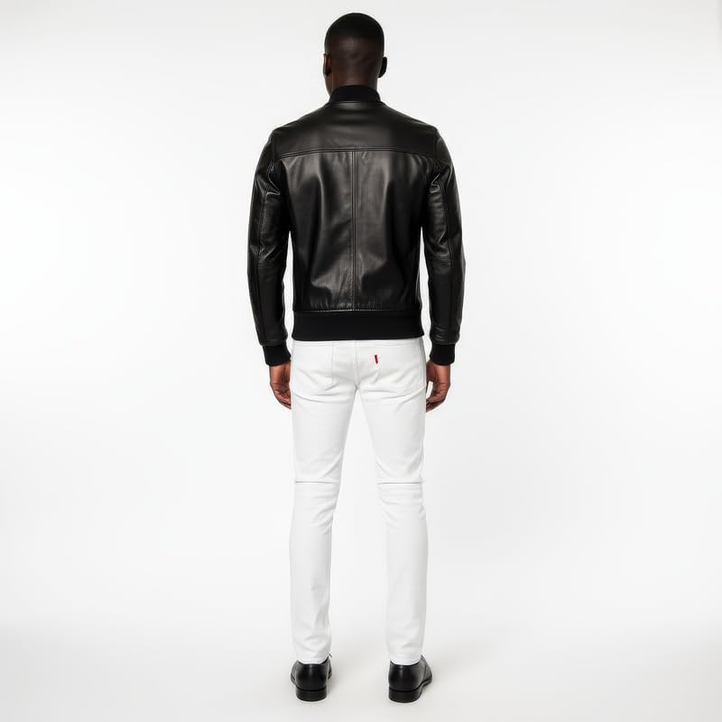Men’s Real Leather Bomber Jacket Genuine Leather Outerwear for Men - Image 2