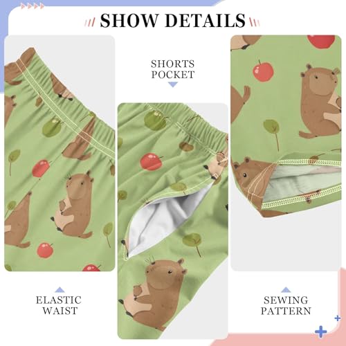 Capybara Red Fruit A Long Pajama Pants Bottoms Soft Sleepwear with Pockets4