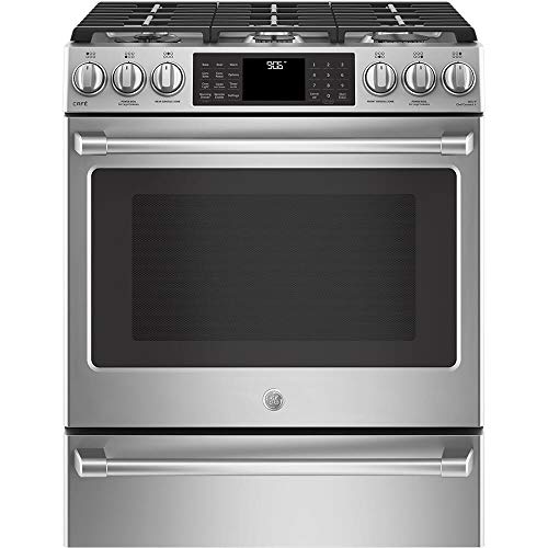 GE Cafe Series CGS986SELSS 30" Slide-In Range with Warming Drawer - Stainless Steel