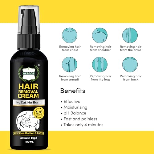 Image of Hair Removal Cream & Hair Removal Spray for Men & Women Fast & Painless, Soothing for Unwanted Coarse Pubic Hair, Suitable For All Skin Types - 100 Ml
