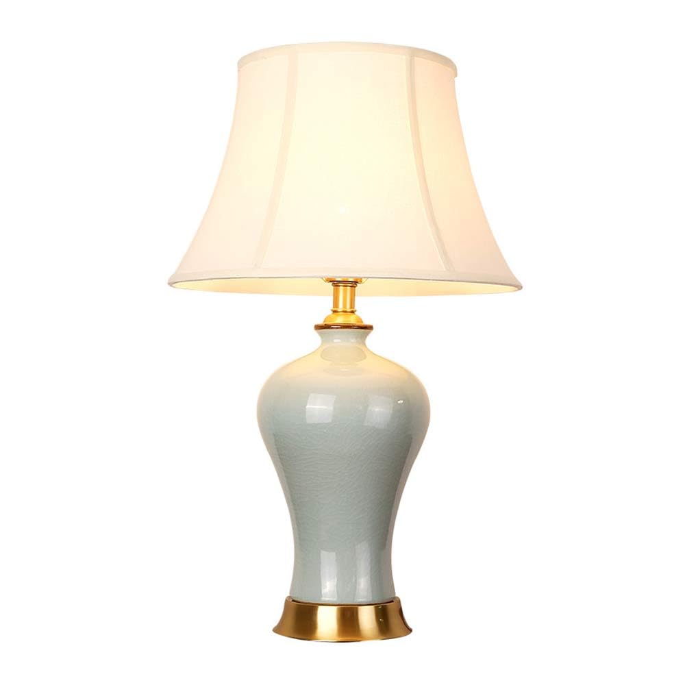 asdchZen Farmhouse Minimalist Ceramic Vintage Table Lamp With Fabric D Shade European Retro Desk Desktop Lamp Traditional Bedroom Bedside Desk Nightstand Lamp-39 * 65Cm,39 * 65cm