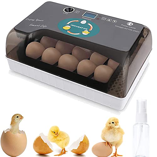 Get Special Price Egg Incubator, 9-15 Eggs Fully Automatic Poultry Hatcher Machine, Led Candler Automatic Egg Turner Temperature Control, Chicken Incubators for Hatching Eggs, Chicken Quail Duck Goose Turkey