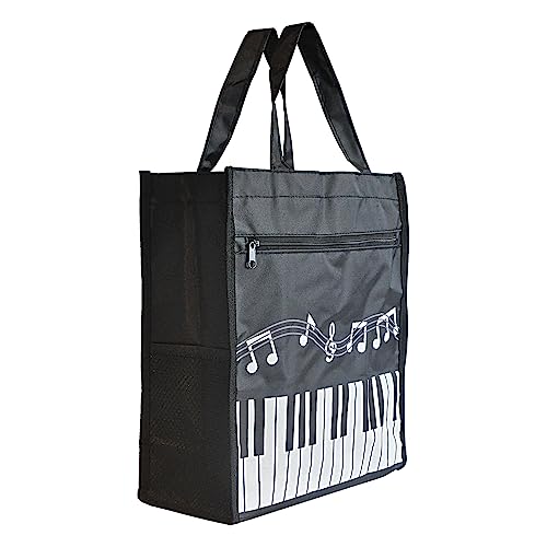 Farcaya Piano Keys Handbag Tote Bag Storing Music Book Teacher Gift(Black)