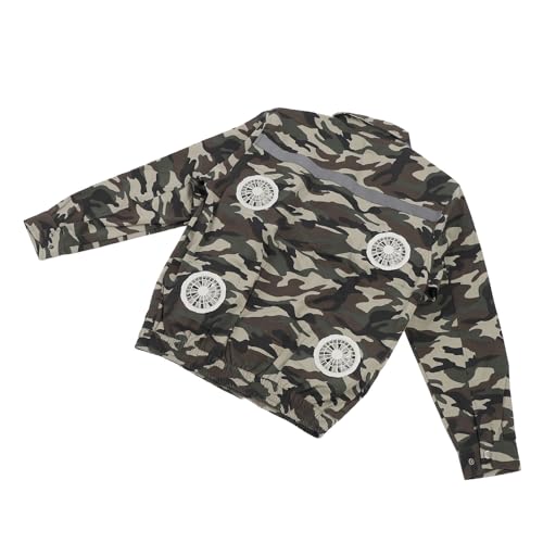 Jaqueta de Resfriamento Com 4 Ventiladores, Proteção de Cintura Com Faixa Reflexiva Camuflada, Perfe