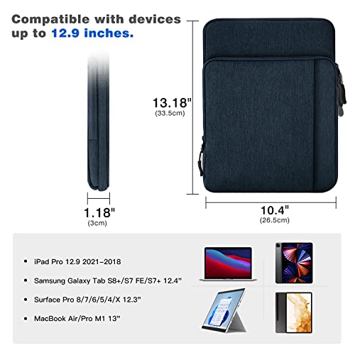 Dadanism 12.9 Inch Tablet Sleeve Shoulder Bag For Ipad Pro 12.9" 2021-2018, Protective Waterproof Pouch Case For 12.4" Galaxy Tab S8+/S7 Fe/S7+, 12.3" Surface Pro 7+/7/6/5/4, Macbook Pro 13" - Indigo #TOP1