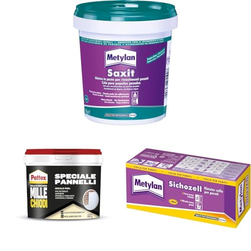 Metylan Saxit, Adesivo Acrilico Beige per Incollaggi di Rivestimenti in Interni, Piastrelle, Perlinature, Mosaici, PVC rigido, Schiuma di PVC, Sughero, Zoccolini e Battiscopa, Secchio da 900g Metylan Saxit, Adesivo Acrilico Beige per Incollaggi di Rivestimenti in Interni, Piastrelle, Perlinature, Mosaici, PVC rigido, Schiuma di PVC, Sughero, Zoccolini e Battiscopa, Secchio da 900g