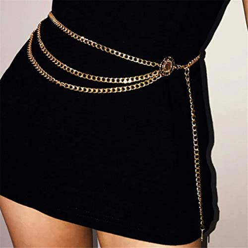 Useful and FashionMetal cinto feminino de corrente cintura larga com moedas e franja vintage dourado