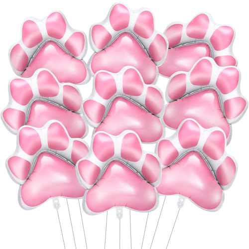 Hungdao 9 Pcs 28 x 26 Inch Pink Dog Paw Balloons Paw Print Foil B...