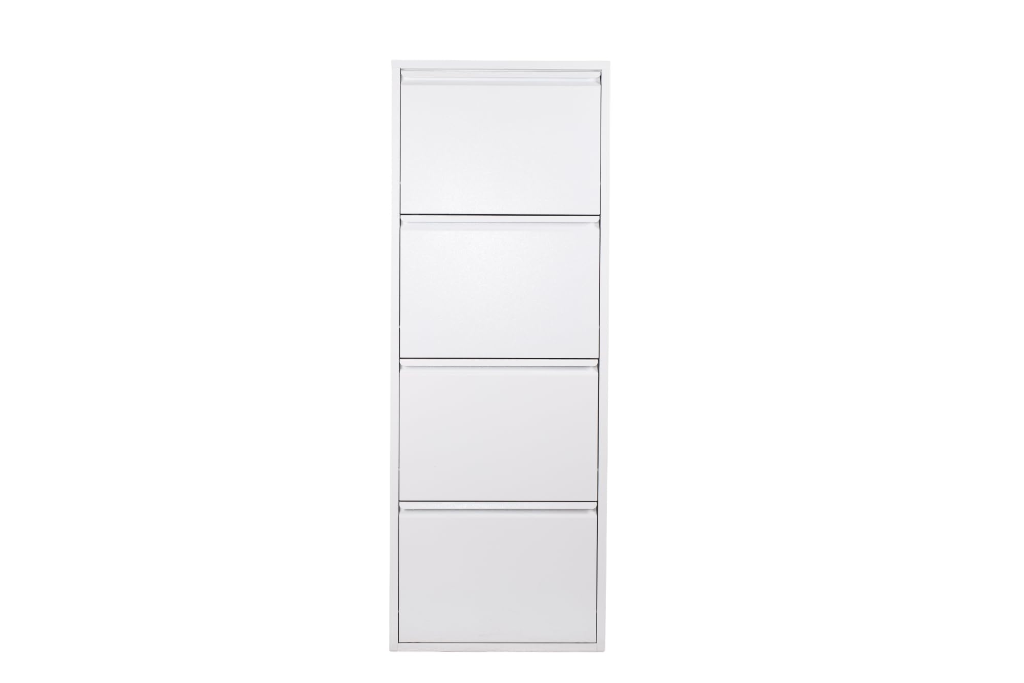 Scarpiera Salvaspazio Slim 4 Ante Bianca, Portascarpe a Ribalta in Metallo | Già Montato, Interni/Esterni, P13,5 x L50 x H136,05 cm GD