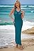 Pink Queen Women's Crochet Beach Cover Up Dress Sexy Backless Swimsuit Beach Maxi Dress Hollow Out Bikini Beachwear Coverups Dark Teal L