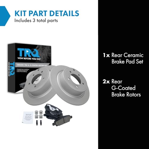 Image of TRQ Rear Brake Pad and Rotor Set Ceramic Coated Rotors Compatible with 2017 Jeep Compass Patriot 2014-2016 Mitsubishi Lancer 2013 Chrysler 200