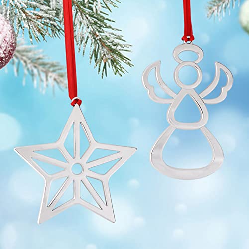 Set Of 6 Christmas Hanging Ornaments,Silver Christmas Ornament For Xmas Tree Decor, Christmas Tree Ornament-Snowflake Reindeer Snowman Christmas Tree Ornament Gift (6, Mixed Set) #TOP3