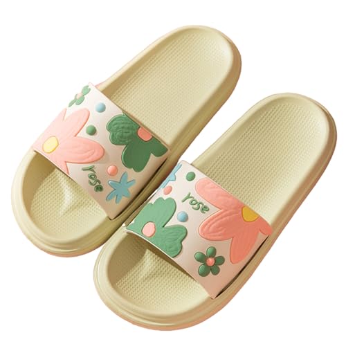 Loizziuy Floral House Slippers for Women Summer Lightweight Open Toe Foldable Comfort Hotel Travel Airplane Spa Slippers