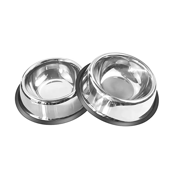 Mlife Stainless Steel Dog Bowl with Rubber Base for Small/Medium/Large Dogs, Pets Feeder Bowl and Water Bowl Perfect…