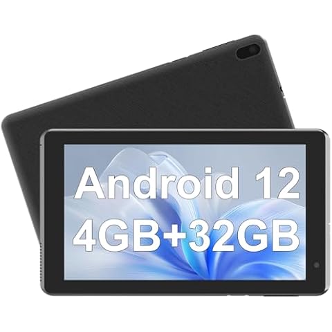 2024 Android 12 Tablet, 7 inch Tablet, 4GB RAM+32GB ROM/ 512GB Expandable Tablet PC,1.6Ghz Quad-core Processor Computer Tablet, 1024*600 IPS Touch Screen, 5MP Dual Camera, WiFi, Game, Bluetooth Tablet Cover