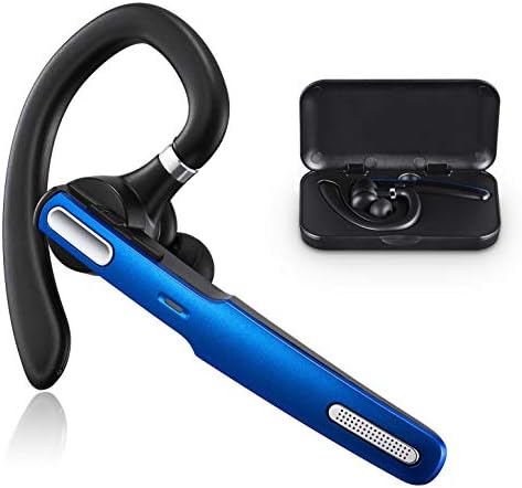 In Ear Wireless Bluetooth Earpiece V4.1 Hands-Free Earphones with Stereo Noise Canceling Mic, Compatible for iPhone Android Cell Phones Driving/Business/Offices (Blue)
