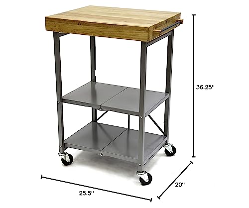 Origami Folding Kitchen Cart On Wheels | For Chefs Outdoor Coffee Wine And Food, Microwave Cart, Kitchen Island On Wheels, Rolling Cart, Kitchen Appliance & Utility Cart | Silver With Wood - Rbt-02 #TOP6