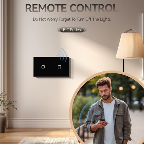 BSEED Smart Touch Lichtschalter,Glas Schalter Unterputz,Wandlichtschalter mit LED Hintergrundbeleuchtung,Neu E-Serie,16A 250V,1 Fach 1 Weg,157mm Schwarz