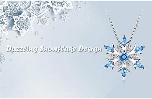 JewelryPalace Snowflake Genuine Swiss Blue Topaz Solid 925 Sterling Silver Pendant Necklace 18 Inches Box Chain
