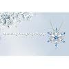 JewelryPalace Snowflake Flower Genuine Swiss Blue Topaz Necklace for Women, 14k Gold Plated 925 Sterling Silver Necklaces for Women, Gemstones Birthstone Statement Pendant Necklace, 18 Inch Box chain