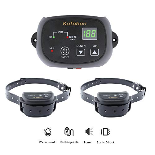 KOFOHON Electric Dog Fence-Wired Fence System for Small/Large Dog In-Ground Pet Containment-1.24 Acre
