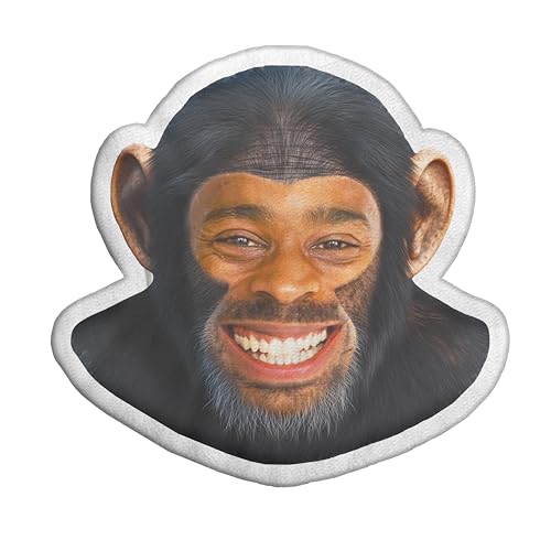 HANZSPROUT Custom Face Monkey Head Shaped Ugly Plush Pillow - Hiarious Animal's Face Pillows, Personalized Decorative Throw Pillow for Room Decor Sofa Chair