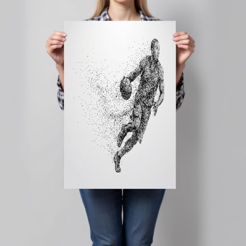 Cuadros en lienzo de alta calidad con póster de jugador de baloncesto abstracto