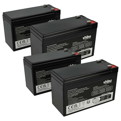 vhbw 4X batería Compatible con APS UPS-750THV, UPS-750TLV, UPS-750T USV (7200 mAh, 12 V, AGM)