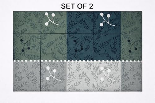 Image of Designer Floral Printed Flat Bedsheet for Double Bed 200tc to 220tc | Ultra Soft Cotton Fabric | King /Queen Size Top Sheet with 2 Matching Pillow Covers - 228 x 228 Cm, Green Gray